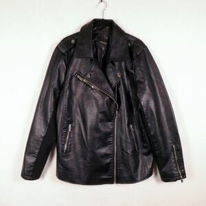 Lane Bryant Faux Leather Moto Jacket Size 14 XL Goth Indie Rocker Motorcycle
